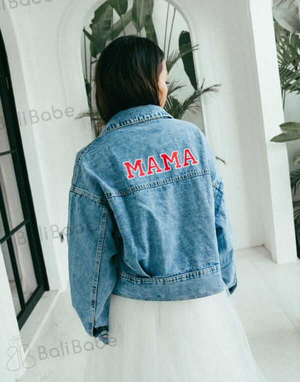 Poppy Red Mama Denim Jacket