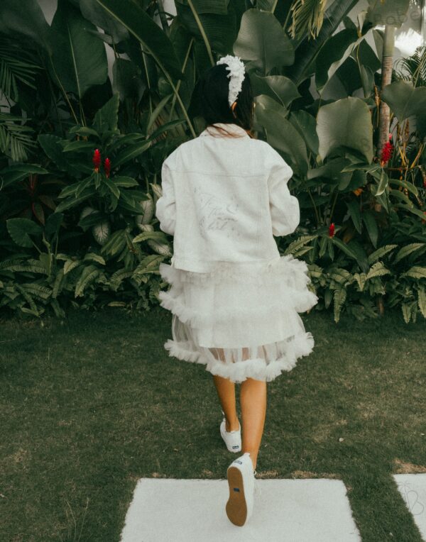 White Lily Embroidered Denim Jacket