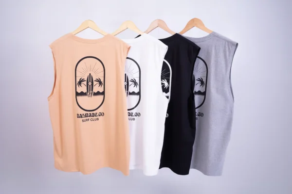 Man Oversized Beige, White, Black & Grey - Surf Singlet